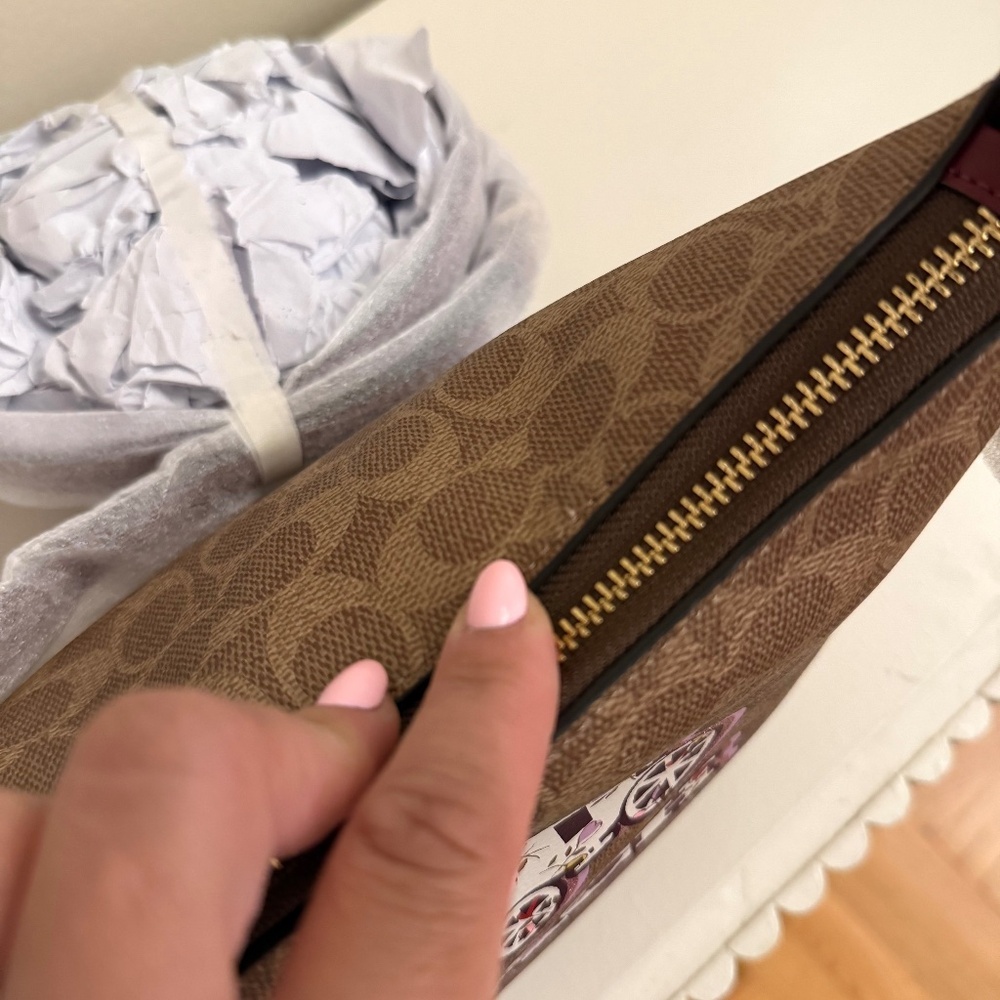 Coach Shoulder Bag Signature Canvas Leather Horse Carriage Print with Wallet - Picture 7 of 9